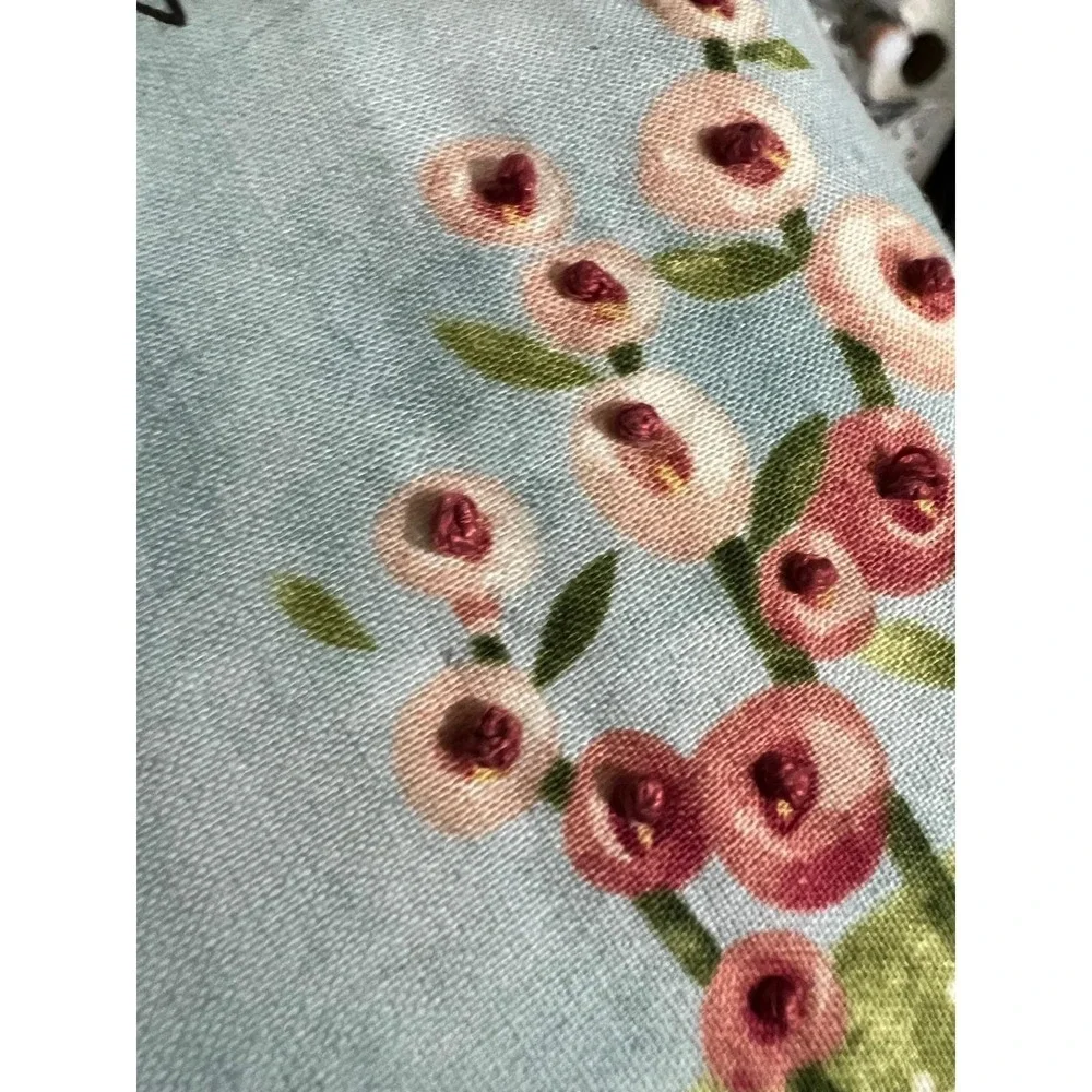 Cottagecore Garden Story Quilt Wall‎ Hanging Embroidered Floral 30x50